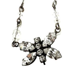 Vintage ROBERT ROSE Butterfly Pendant Necklace Crystal Rhinestone Dainty 16"